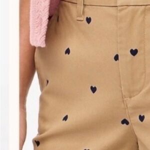 J Crew NWT High-Rise Khaki Pants with Blue Hearts